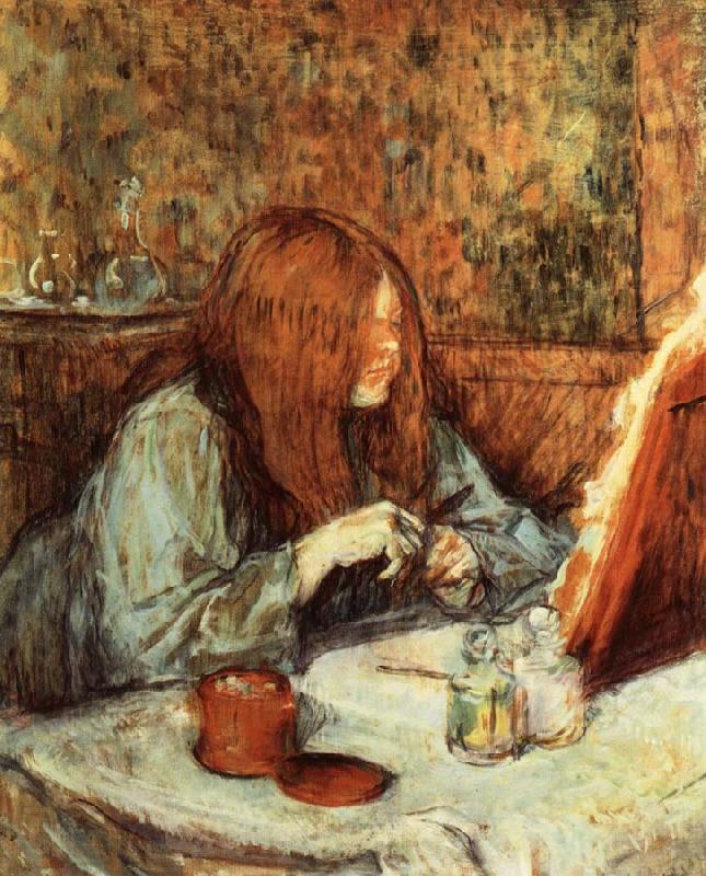 Henri  Toulouse-Lautrec At the Dressing Table Madame Poupoule Spain oil painting art